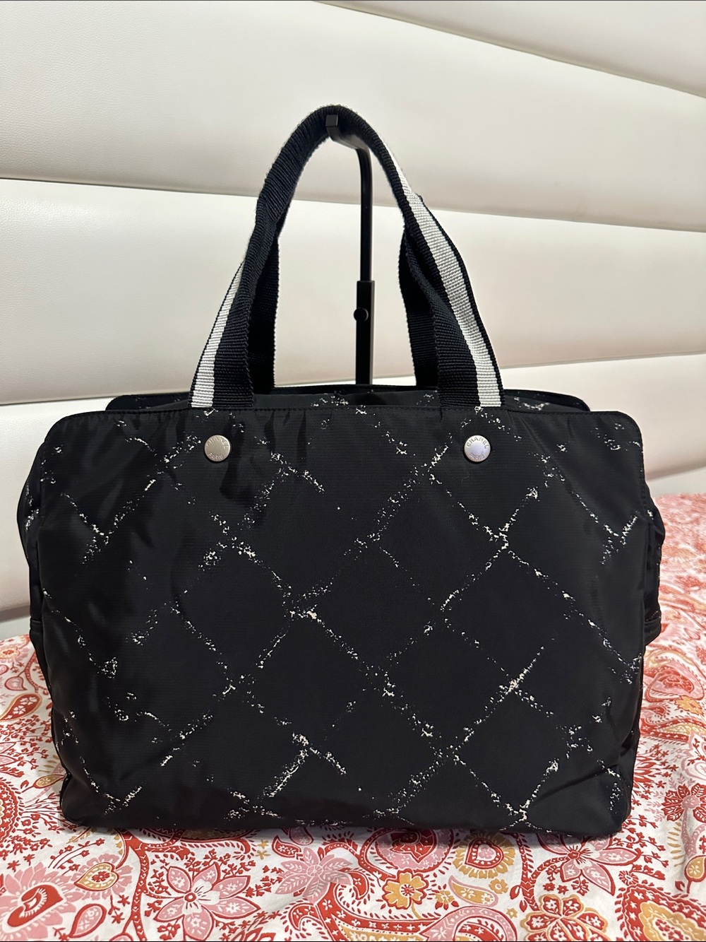 Chanel Old Travel Line Nylon Overnight Bag